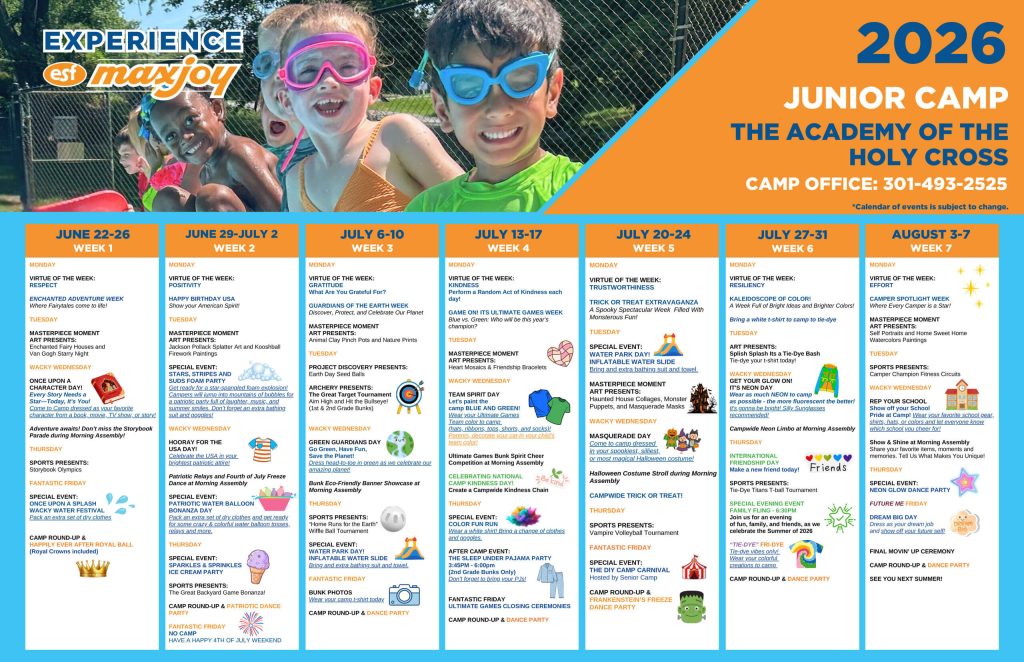 ESF Bethesda Junior Camp - 2026 Calendar