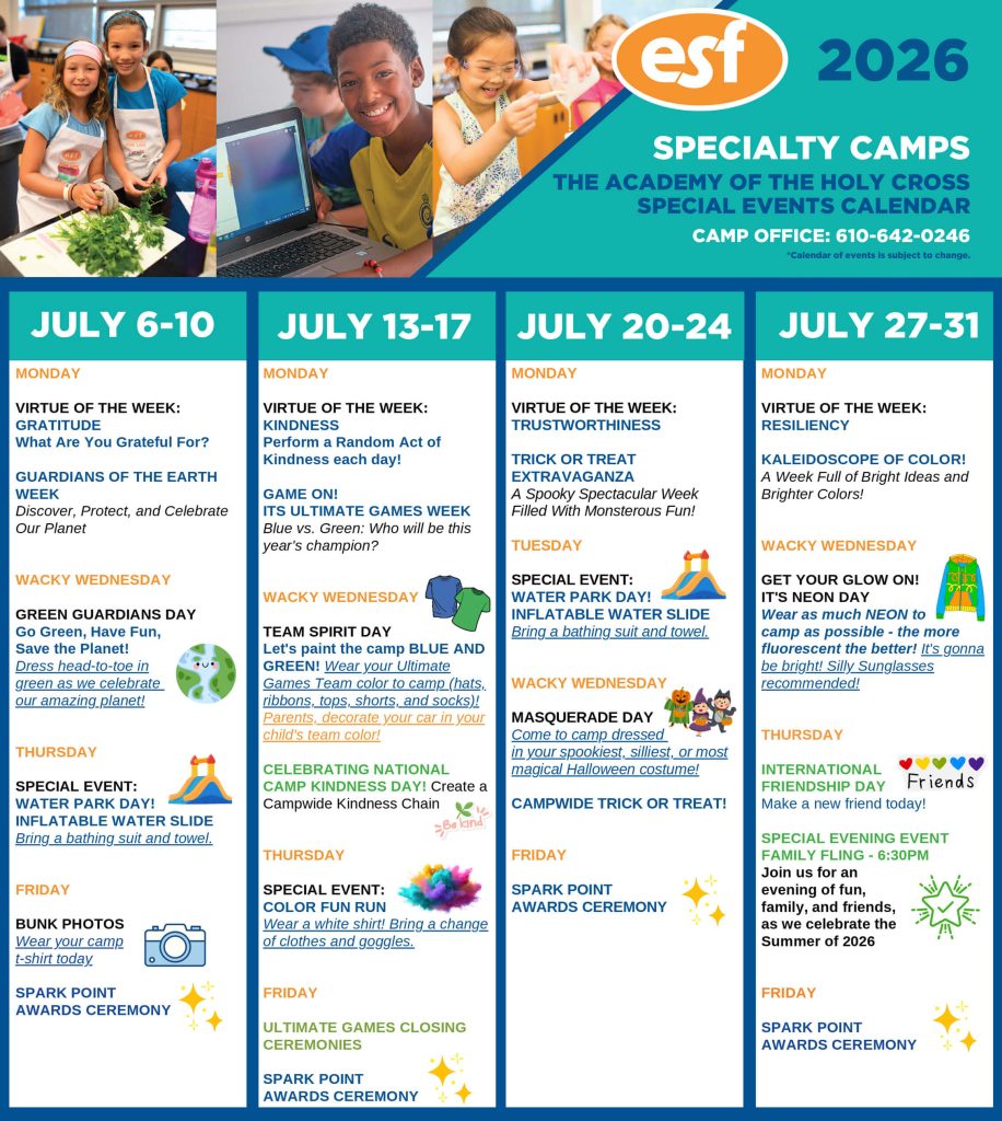 ESF Bethesda Specialty Camps - 2026 Calendar