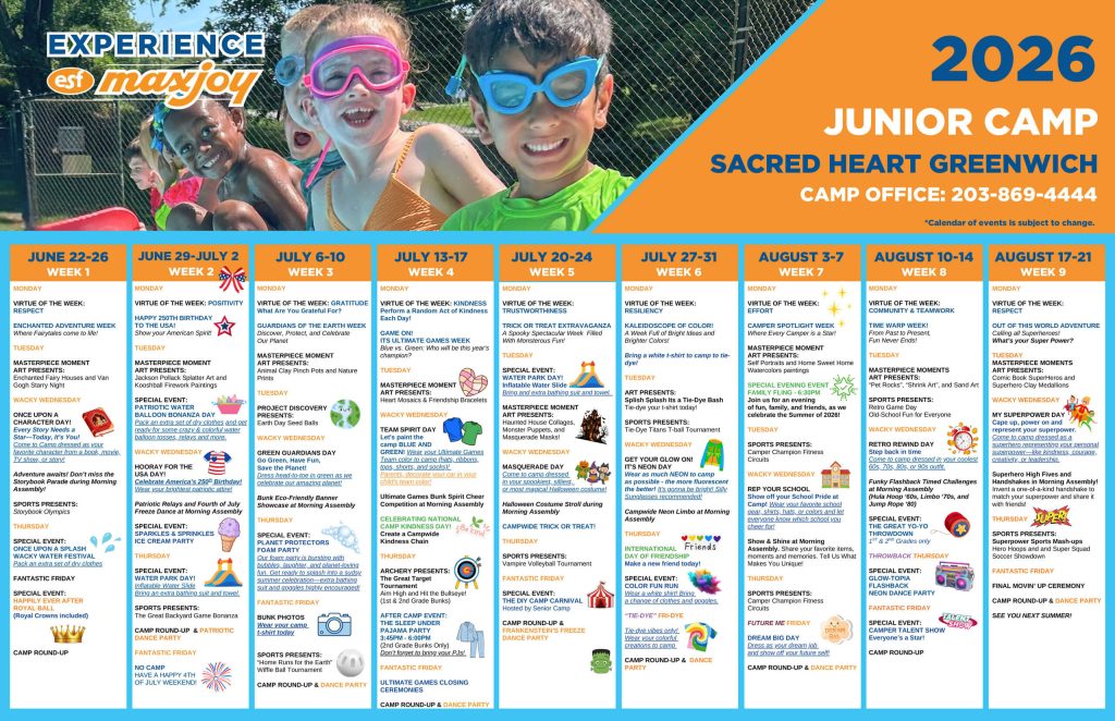 ESF Greenwich Junior Camp - 2026 Calendar