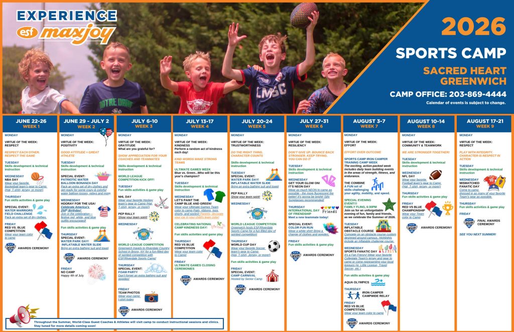 ESF Greenwich Sports Camp - 2026 Calendar