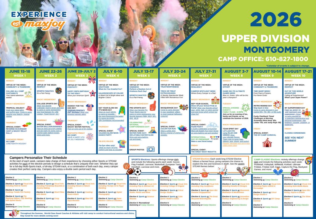 ESF Montgomery Senior Camp - 2026 Calendar
