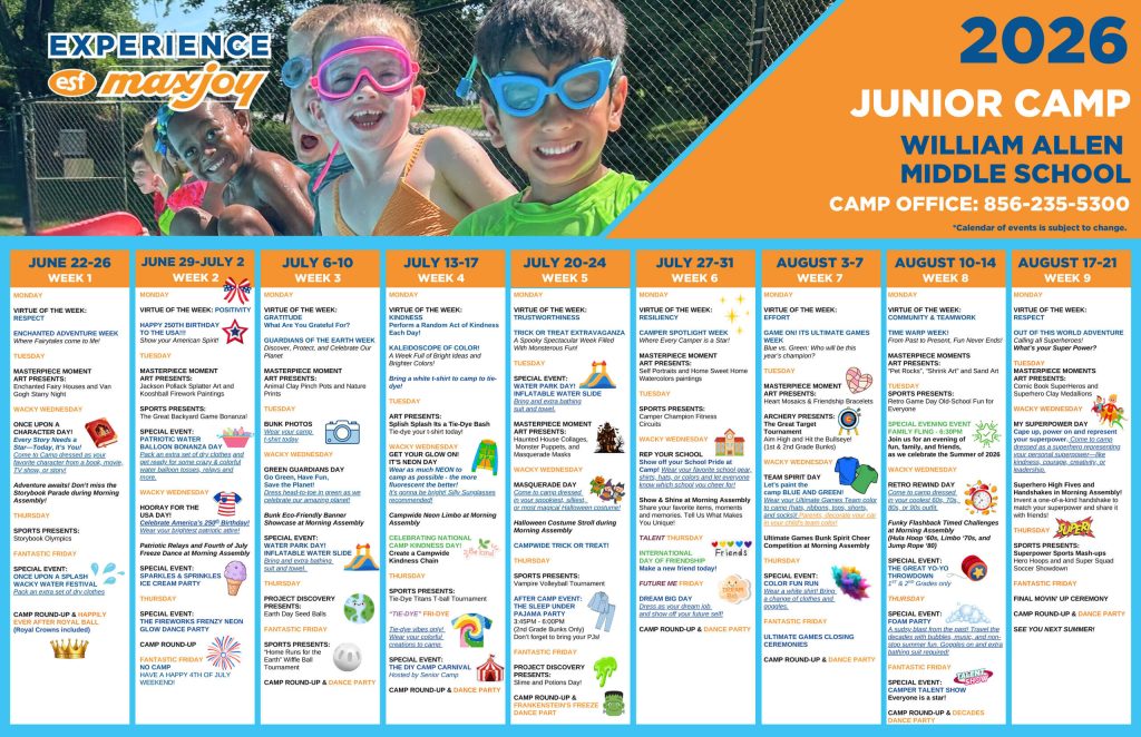 ESF Moorestown - Junior Camp - 2026 Calendar